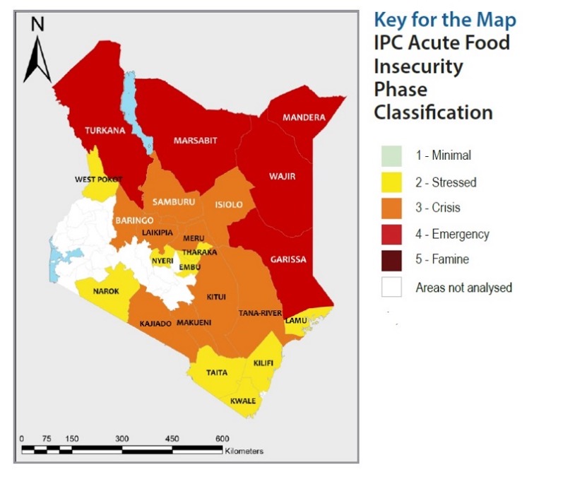 Map on IPC Acute Food Insecurity Phase Classification in Kenya
